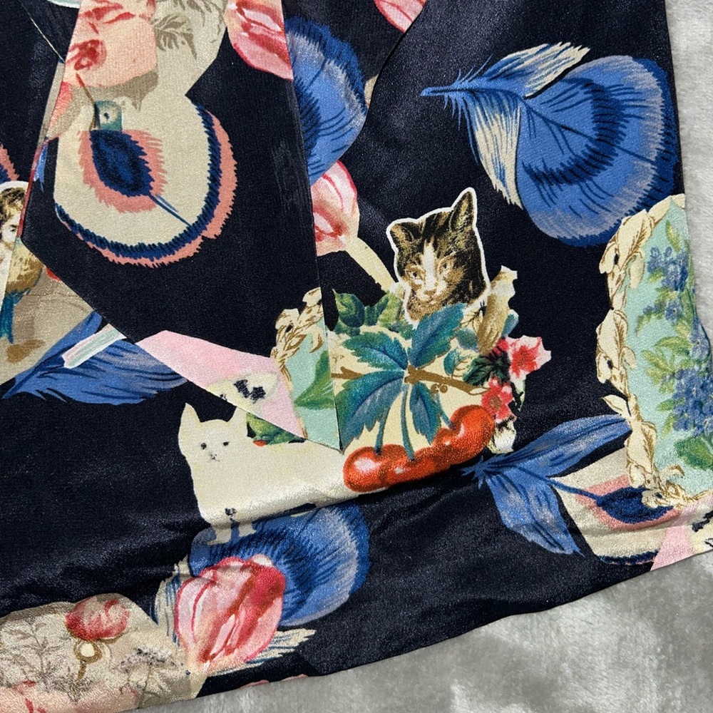 Anthropologie Rebekah Maysles silk cat print wrap skirt - Picture 8 of 10